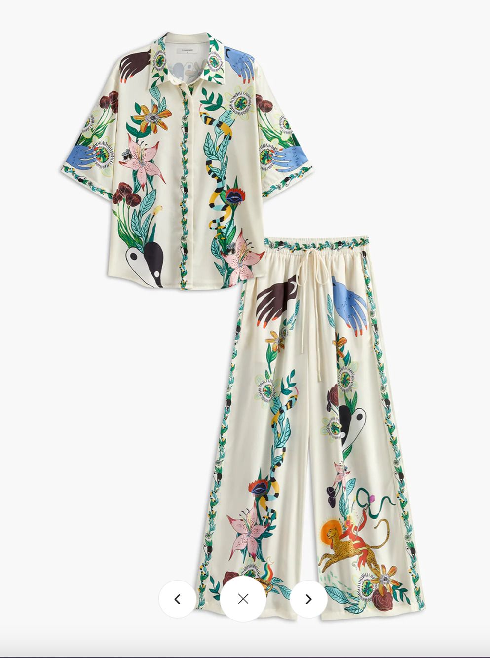 NWT Commense Floral Print Pants Set Sz M